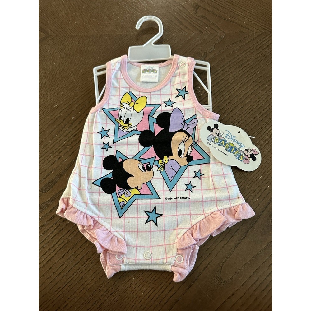 NWT Mickey Minnie Daisy Romper One Piece Disney Babies 1984 Newborn To 6 Months